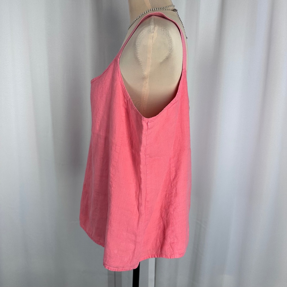 Eileen Fisher Pink 100% Irish Linen Tank Top Shell Women Sz L Scoop Neck Lined - Picture 5 of 13